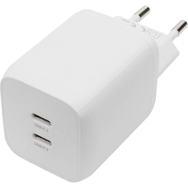Digitus DA-10063 Laadadapter 65 W 2x USB-C USB PD Wit Vliegtuig, Binnen, Auto, Vrachtwagen