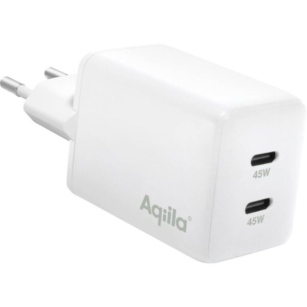 Aqiila W2 USB-oplader 45 W 2x USB-C USB PD Wit Binnen