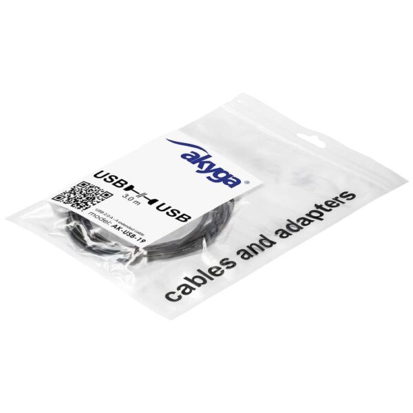 Akyga USB-kabel USB-A stekker, USB-A bus 3.00 m Zwart AK-USB-19