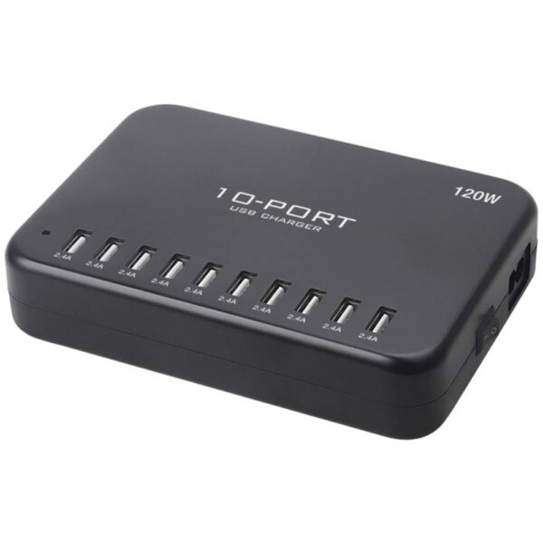 LVSUN 120W Smart 10-Port USB-laadstation 120 W 10x USB-A Zwart Binnen