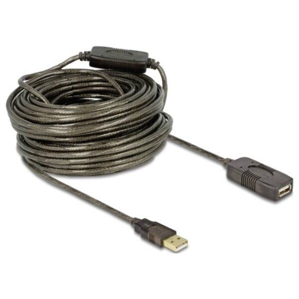 Delock USB-kabel USB 2.0 USB-A stekker, USB-A bus 20.00 m Zwart 82690