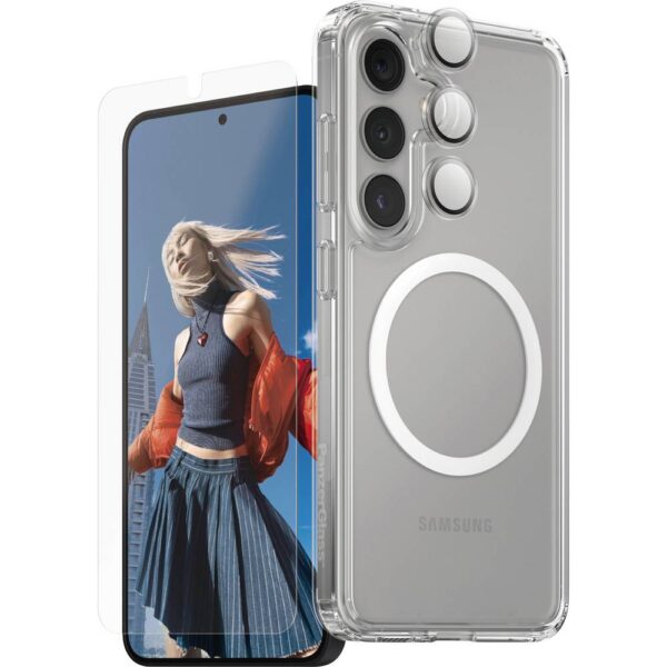 PanzerGlass CARE Flagship 3-in-1 Set (hoesje + beschermglas) Samsung Galaxy S25 Transparant Inductieve lading, Stootbestendig