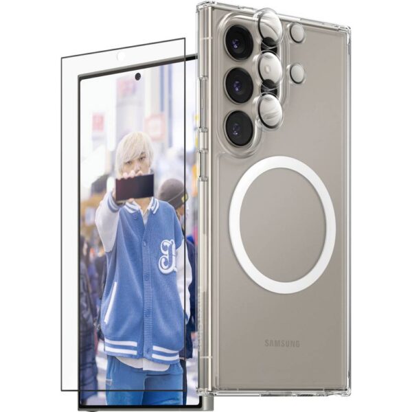 PanzerGlass CARE Flagship 3-in-1 Set (hoesje + beschermglas) Samsung Galaxy S25 Ultra Transparant Inductieve lading, Stootbestendig