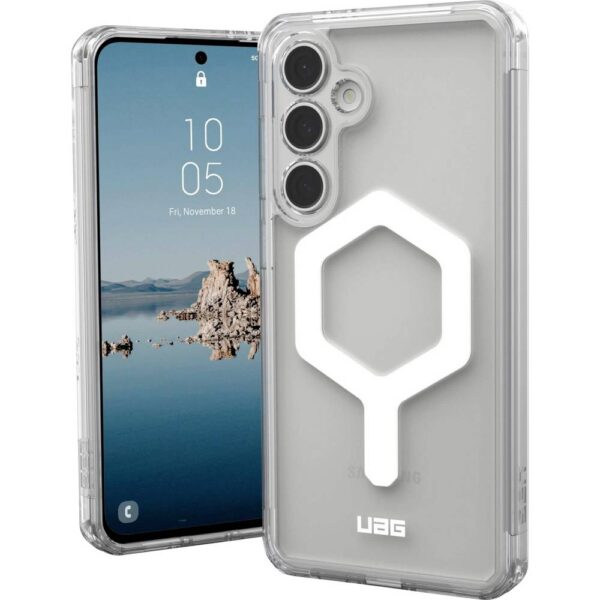 Urban Armor Gear Plyo Pro Backcover Samsung Galaxy S24 FE Transparant, Wit Inductieve lading, MagSafe compatible, Stootbestendig