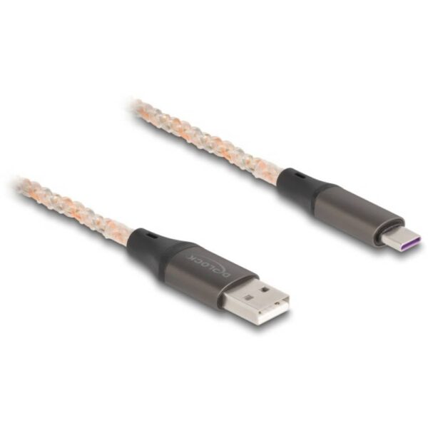 Delock USB-kabel USB 2.0 USB-A stekker, USB-C stekker 1.00 m Transparant 88164