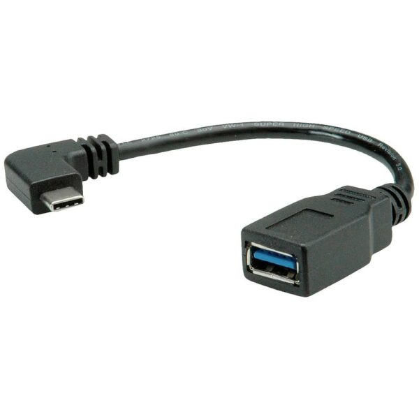 ROLINE USB 3.2 Gen 1 kabel Type C - Type A, Male/Female, OTG , zwart, 0,15 m
