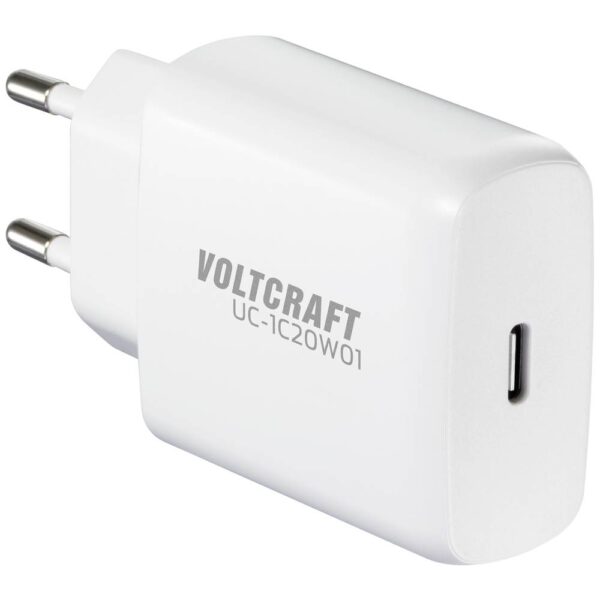 VOLTCRAFT UC-1C20W01 USB-oplader 20 W 1x USB-C Fast Charge, USB PD 3.0 Wit Binnen GaN