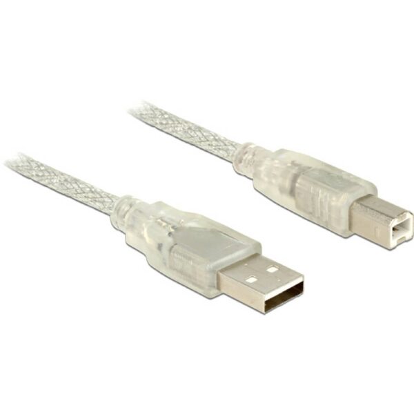 Delock USB-kabel USB 2.0 USB-A stekker, USB-B stekker 5.00 m Transparant 83896