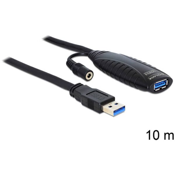 Delock USB-kabel USB 3.0 USB-A stekker, USB-A bus 10.00 m Zwart 83415