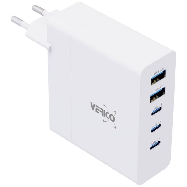 Verico Mojo 140W GaN 5 USB-oplader 140 W 2x USB-A, 3x USB-C USB PD 3.0 Wit Binnen