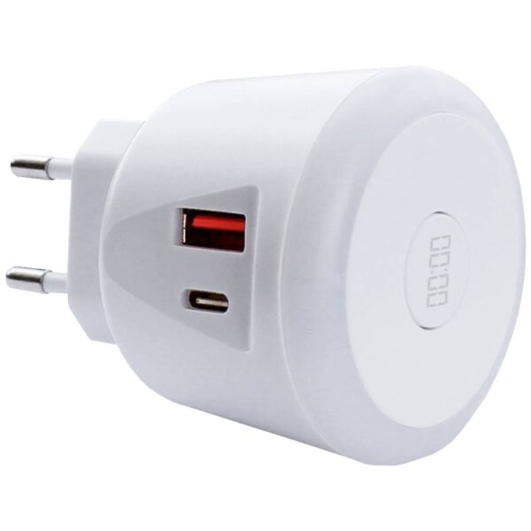 EcoSavers USB Timer Charger USB-oplader 20 W 1x USB-A, 1x USB-C Wit Binnen