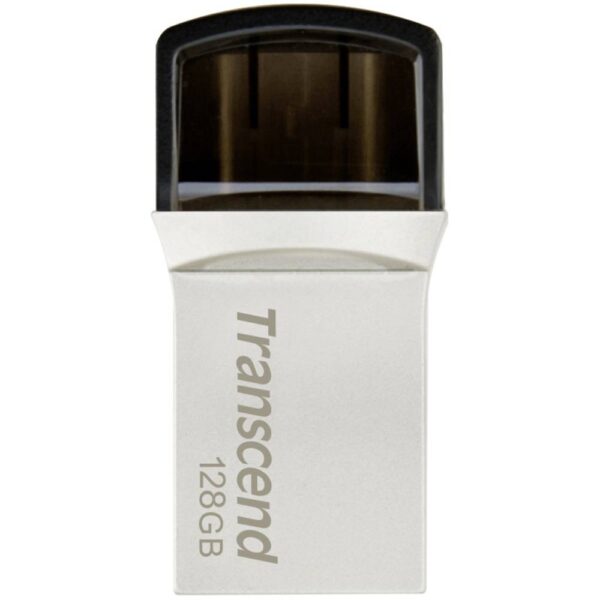 Transcend JetFlash 890 USB-stick smartphone/tablet Zilver 128 GB USB-A 3.2 Gen 2, USB-C
