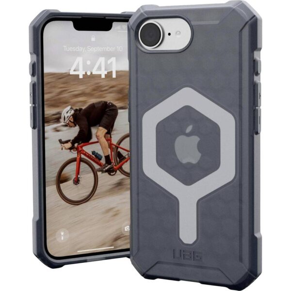 Urban Armor Gear Essential Armor Outdoor telefoonhoes Apple iPhone 16e Grijs, Transparant Inductieve lading, MagSafe compatible, Stootbestendig