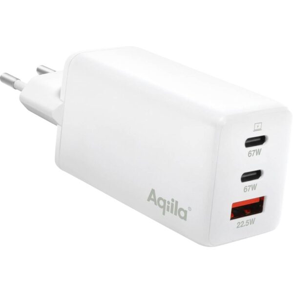 Aqiila W3 USB-oplader 65 W 1x USB-A, 2x USB-C USB PD, Quick Charge 3.0, QC 4+ Wit Binnen