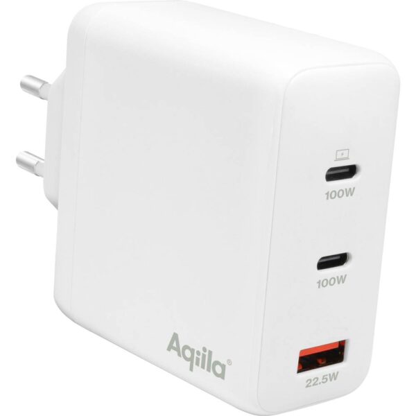 Aqiila W4 USB-oplader 120 W 1x USB-A, 2x USB-C USB PD, Quick Charge 3.0, QC 4+ Wit Binnen
