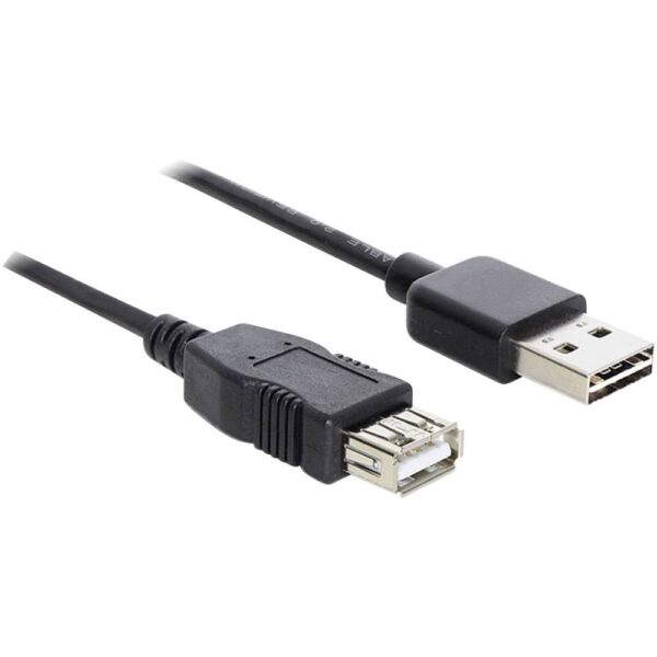 Delock USB-kabel USB 2.0 USB-A stekker, USB-A bus 5.00 m Zwart Stekker past op beide manieren, Vergulde steekcontacten, UL gecertificeerd 83373
