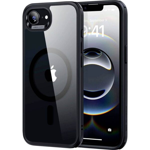 ESR Classic Hybrid HaloLock Backcover Apple iPhone 16e Transparant, Zwart Inductieve lading, MagSafe compatible, Stootbestendig