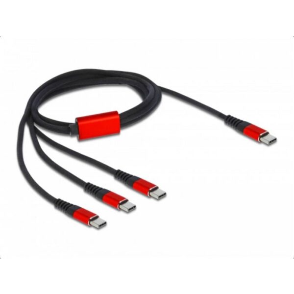 Delock USB-laadkabel USB 2.0 USB-C stekker, USB-C stekker, USB-C stekker, USB-C stekker 1.00 m Zwart, Rood 86713