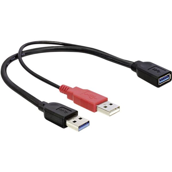 Delock USB-kabel USB 3.2 Gen1 (USB 3.0 / USB 3.1 Gen1) USB-A stekker, USB-A bus 0.30 m Zwart Vergulde steekcontacten, UL gecertificeerd 83176