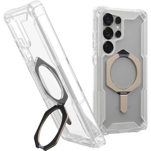 Urban Armor Gear Plasma XTE Outdoor telefoonhoes Samsung Galaxy S25 Ultra Transparant, Titaan Inductieve lading, Met standfunctie, Stootbestendig