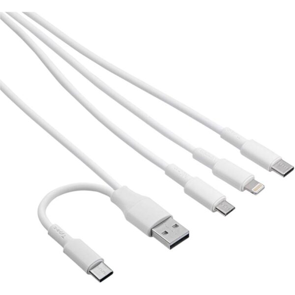 Akyga USB-kabel USB-C stekker, USB-A stekker, Apple Lightning stekker, USB-micro-B stekker 1.20 m Wit AK-USB-52
