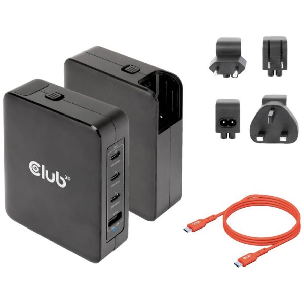 club3D CAC-1917 USB-laadstation 140 W 1x USB-A, 3x USB-C USB PD Zwart Binnen GaN