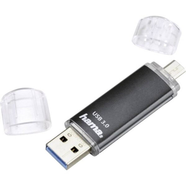Hama FlashPen Laeta Twin USB-stick smartphone/tablet Zwart 128 GB USB-A 3.2 Gen 1, Micro-USB 2.0