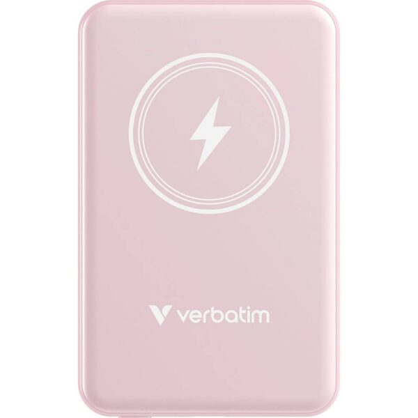 Verbatim Charge n Go Magnetic Wireless Powerbank 5000 mAh Fast Charge, Quick Charge 3.0, USB PD 3.0, Adaptive Fast Charge LiPo USB-C Pink