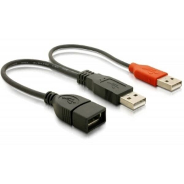 Delock USB-kabel USB 2.0 USB-A stekker, USB-A stekker, USB-A bus 0.20 m Zwart 65306