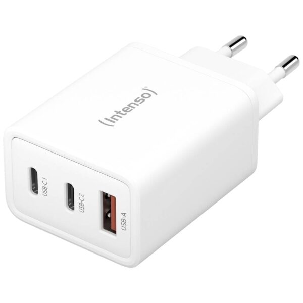 Intenso W65ACC GaN USB-oplader 65 W 1x USB-A, 2x USB-C USB PD Wit Binnen GaN, USB Power Delivery (USB-PD)