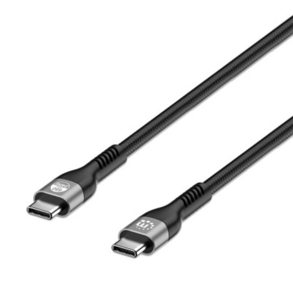 Manhattan USB-laadkabel USB-C stekker 2.00 m Zwart Stekker past op beide manieren, Afgeschermd (dubbel) 356367