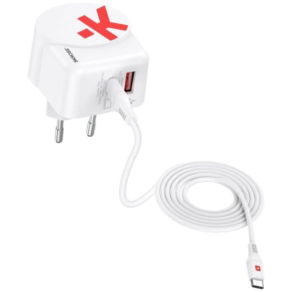 Skross Euro USB Charger AC65PD + USB-C cable USB-oplader 65 W 1x USB-A, 1x USB-C USB PD Wit Binnen