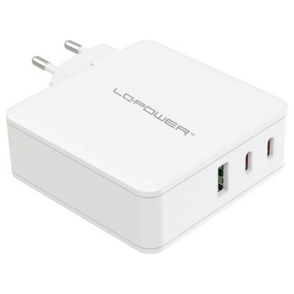 LC Power LC-GAN-100 USB-oplader 100 W 2x USB-C, 1x USB-A USB PD 3.0 Wit Binnen GaN, Snellader, USB Power Delivery (USB-PD)