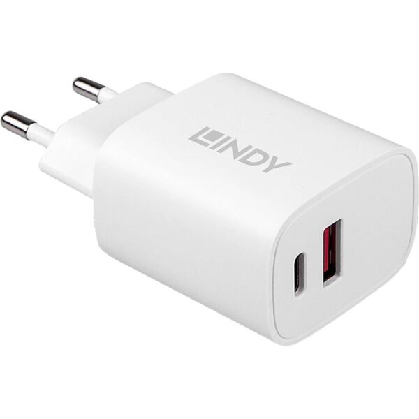 LINDY 20W USB Typ A & C Charger USB-oplader 20 W 1x USB-A, 1x USB-C Wit Binnen