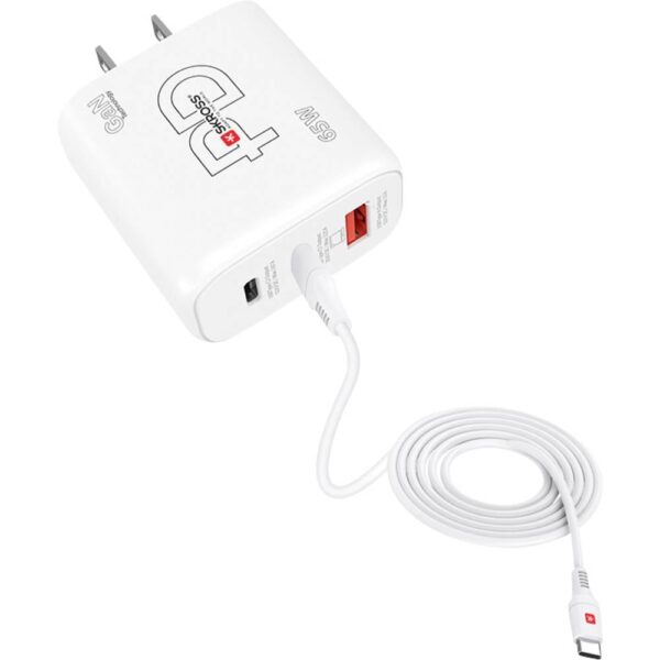 Skross Power Charger 65W PD GaN Combo+ US USB-oplader 65 W 1x USB-A, 2x USB-C USB PD Wit Binnen