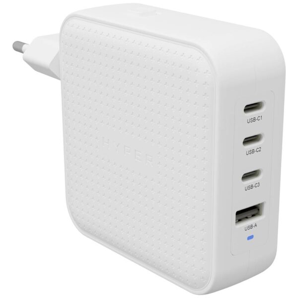 HYPER HyperJuice® 100W USB-C Reislader 100 W 1x USB-A, 3x USB-C USB PD, USB PD 3.0, QC 2.0, QC 3.0, PPS Wit GaN, Met adapter voor Europa, Met adapter voor