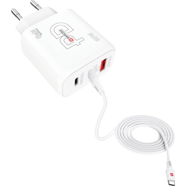 Skross Power Charger 65W PD GaN Combo+ EU USB-oplader 65 W 1x USB-A, 2x USB-C USB PD Wit Binnen