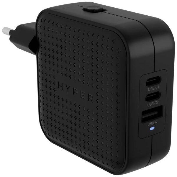 HYPER HyperJuice® 70W USB-C Reislader 70 W 1x USB-A, 2x USB-C USB PD Zwart GaN, Met adapter voor Europa, Met adapter voor Verenigd Koninkrijk, Met adapter voor