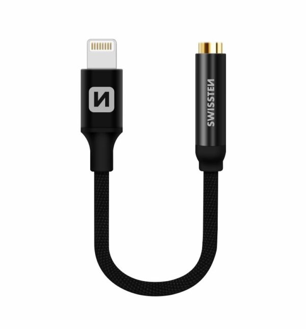 Swissten Swissten iPhone lightning naar 3,5mm jack audio aansluiting adapter - Zwart