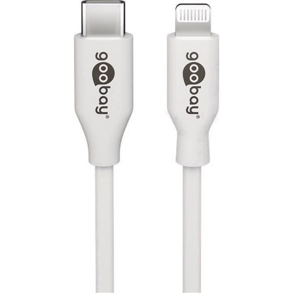 Goobay USB-laadkabel USB 2.0 Apple Lightning stekker, USB-C stekker 1 m Wit Folie afscherming, PVC-mantel, Met USB, Rond 39446