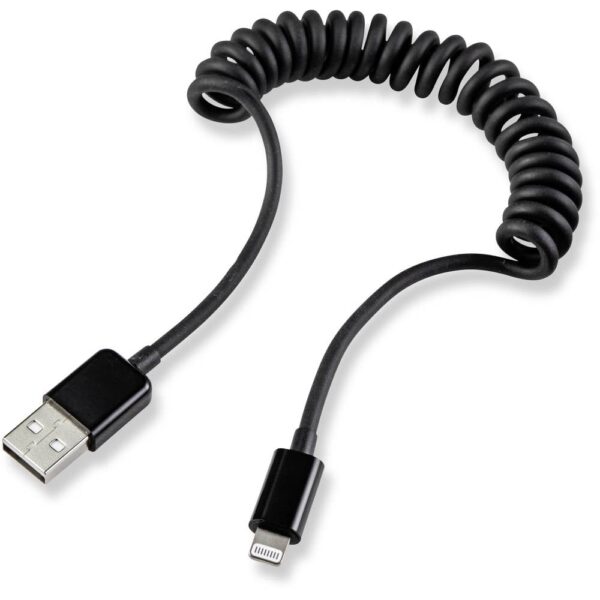 Renkforce USB-kabel USB 2.0 USB-A stekker, Apple Lightning stekker 0.95 m Zwart Spiraalkabel RF4087422