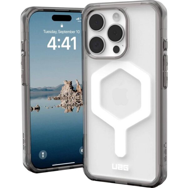 Urban Armor Gear Plyo Backcover Apple iPhone 16 Pro Grijs, Transparant Inductieve lading, MagSafe compatible, Stootbestendig